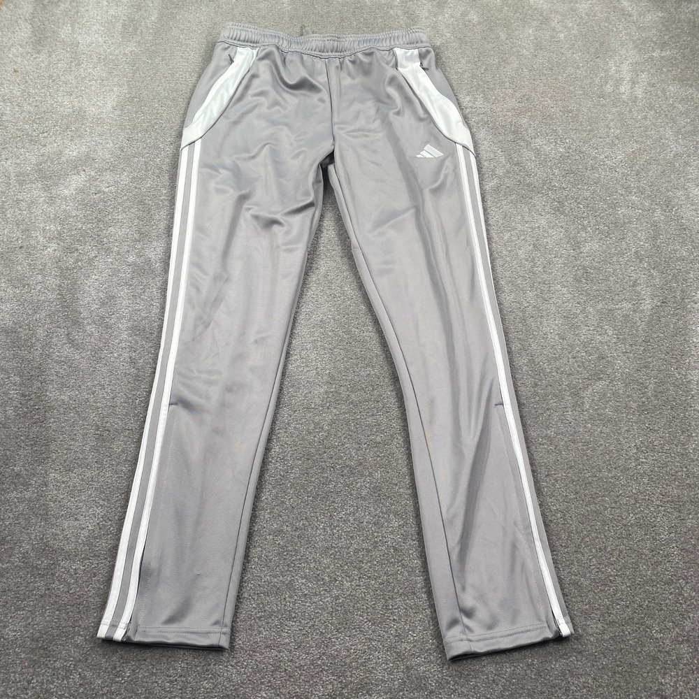 Adidas Kids Tiro 24 Track Pants Athletic Zip Legs Size 15-16Y‎ Gray White IV7249